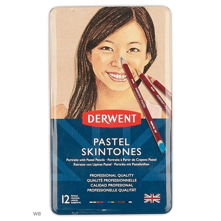 Набор пастельных карандашей Derwent Pastel Pencil Skintones,12 цветов, металлический пенал
