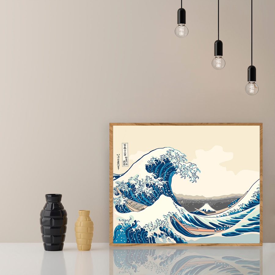 изображение Набор для раскрашивания по номерам 50х40 см "кацусика хокусай, большая волна в канагаве"