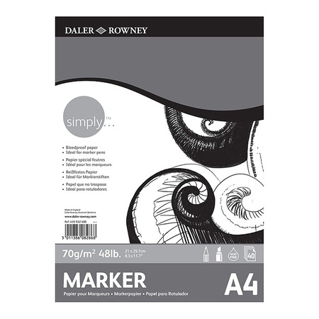 Альбом для маркеров Daler Rowney Simply из 40 листов, формат А4, плотность 70 г/м2