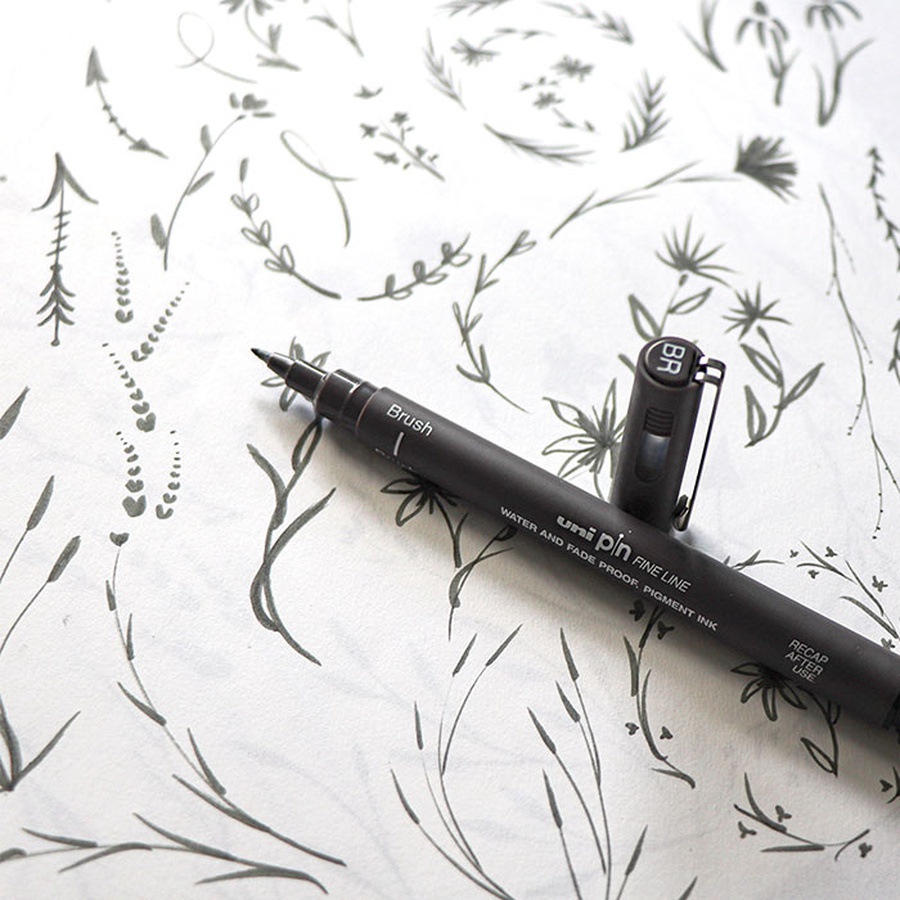 картинка Линер unipin brush, темно-серый