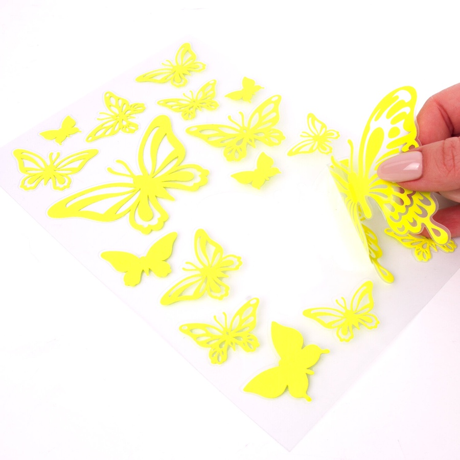 фото Наклейки флуоресцентные «бабочки», 18 штук, 14×21 см