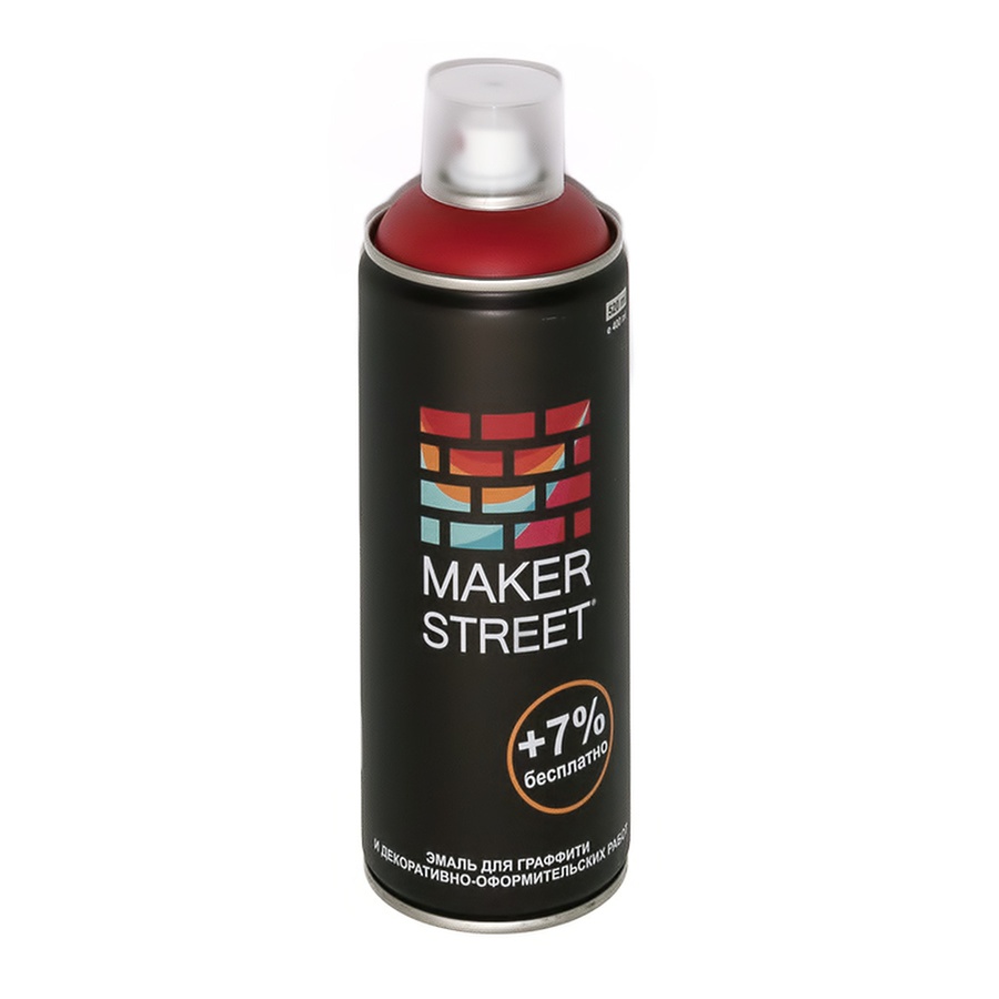 картинка Эмаль для граффити и декоративно-оформительских работ "makerstreet" ms400 400 мл 204 темно-красный
