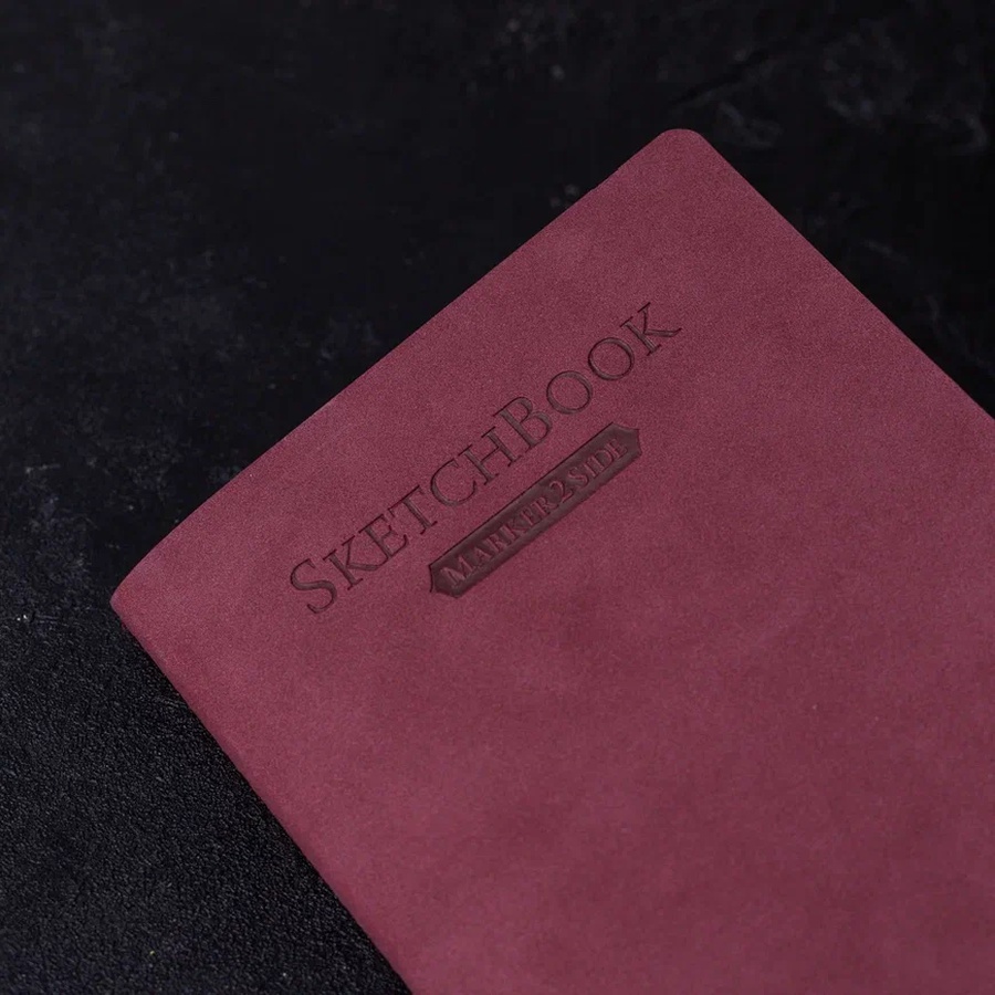 фотография Скетчбук малевичъ для маркеров markers, бордо, 220 г/м, 15х19 см, 18л