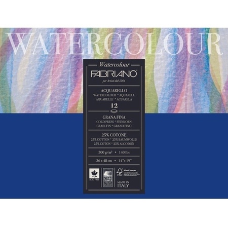 Альбом склейка для акварели Fabriano Watercolour Studio 300 г/м2 36x48 см Фин, 12 листов