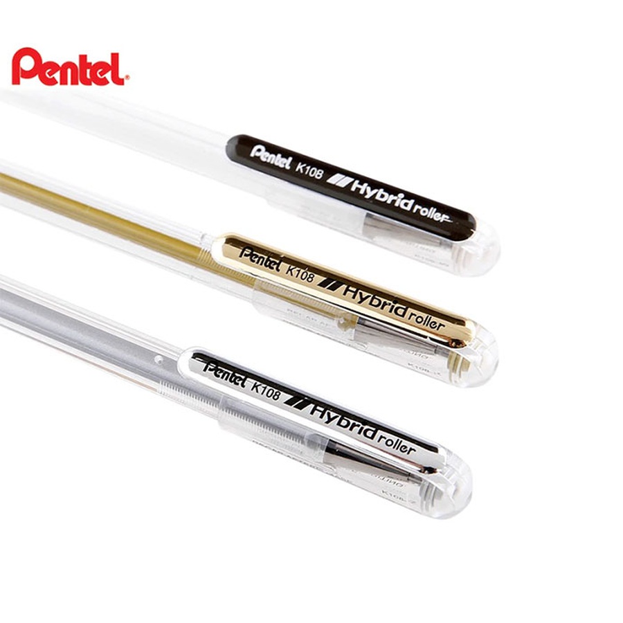 изображение Ручка гелевая pentel hybrid roller, серебристая, 0,8 мм