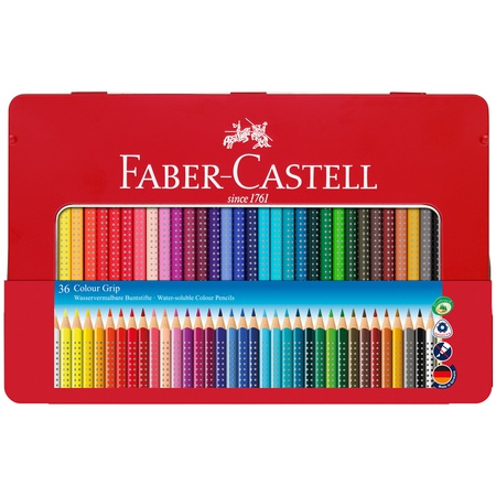 Набор акварельных карандашей Faber-Castell Grip 36 цветов, в металле