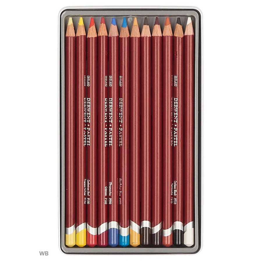 фото Набор пастельных карандашей derwent pastel pencil skintones,12 цветов, металлический пенал