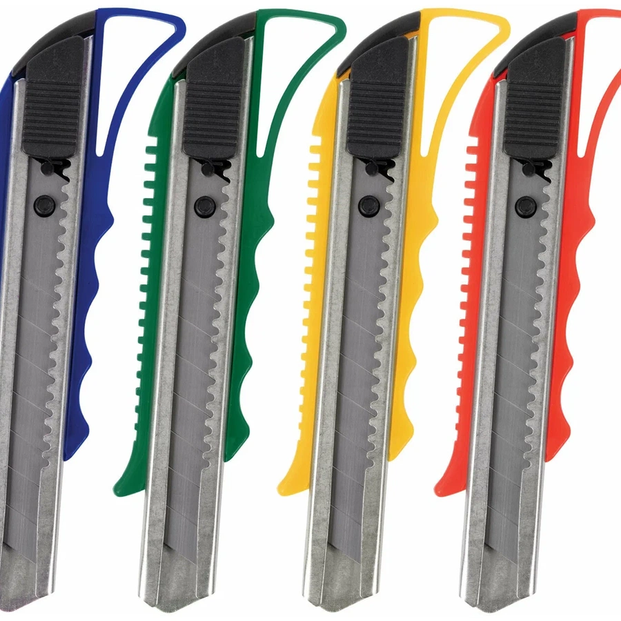 изображение Нож канцелярский 18 мм staff profit, усиленный, металл. направляющие, автофиксатор, ассорти