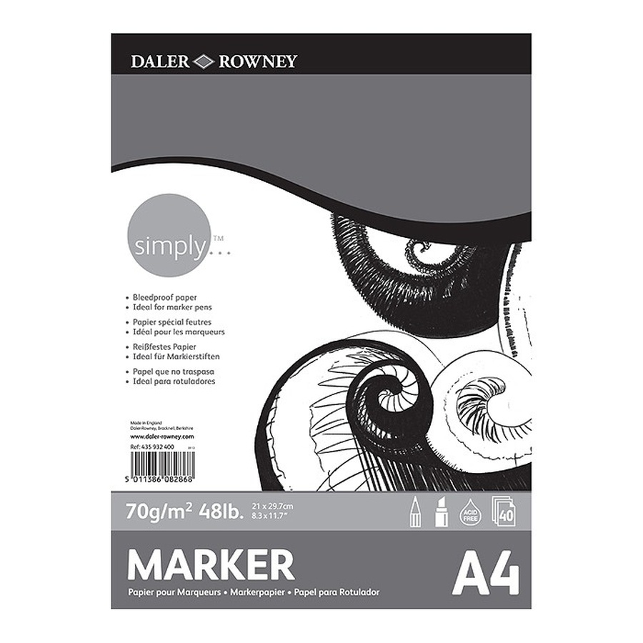 картинка Альбом для маркеров daler rowney simply из 40 листов, формат а4, плотность 70 г/м2