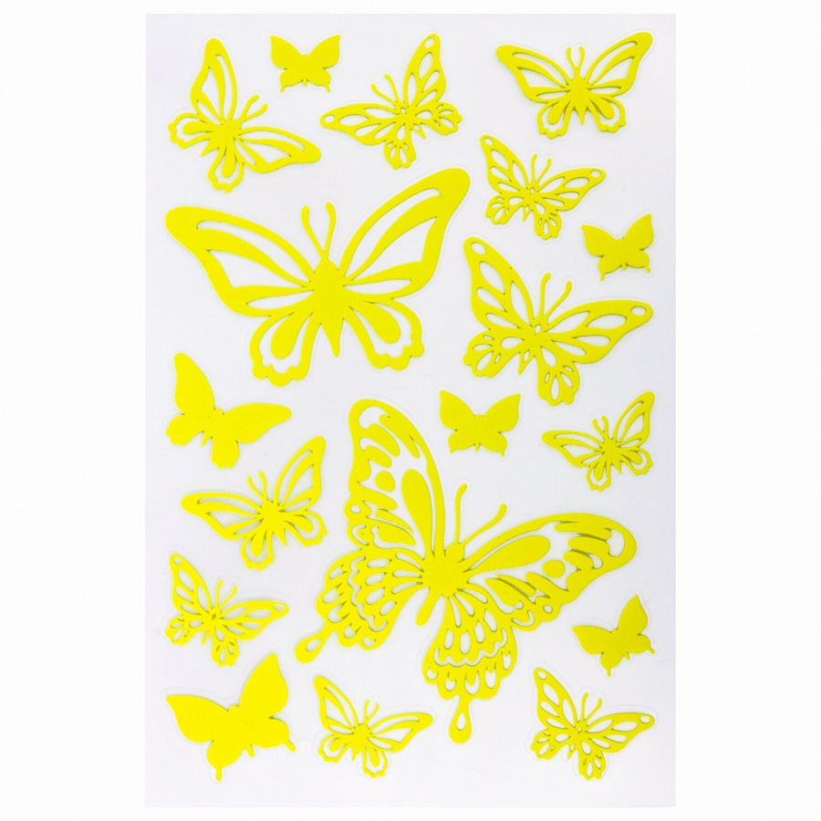 фото Наклейки флуоресцентные «бабочки», 18 штук, 14×21 см