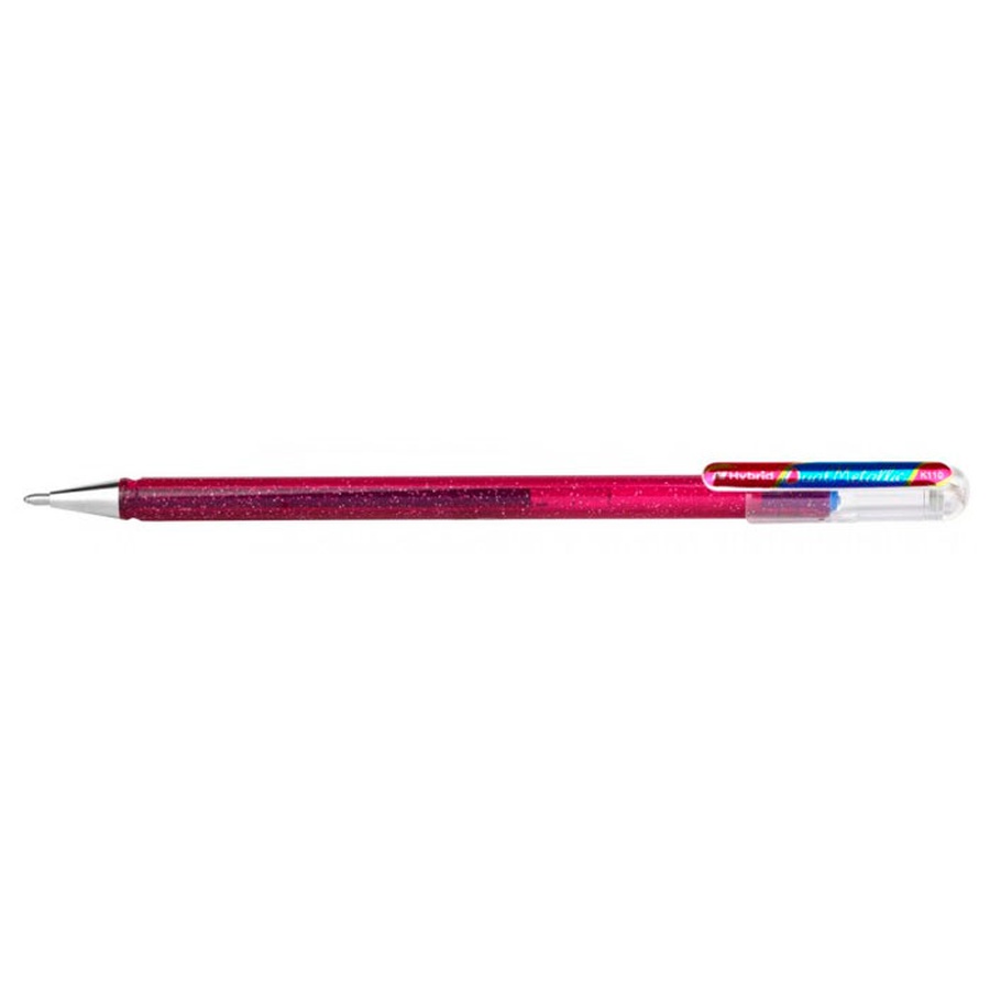 фото Ручка с гелевыми чернилами pentel hybrid dual metallic, 1.0 мм, розовый + синий металлик