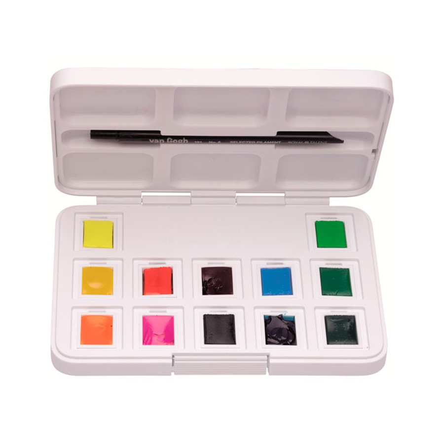 картинка Набор акварельных красок van gogh vibrant colours яркие цвета 12 кювет + кисть