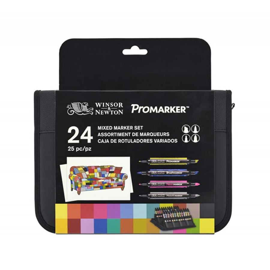 фото Набор художественных маркеров promarkers winsor&newton mixed marker 24 цвета в пенале