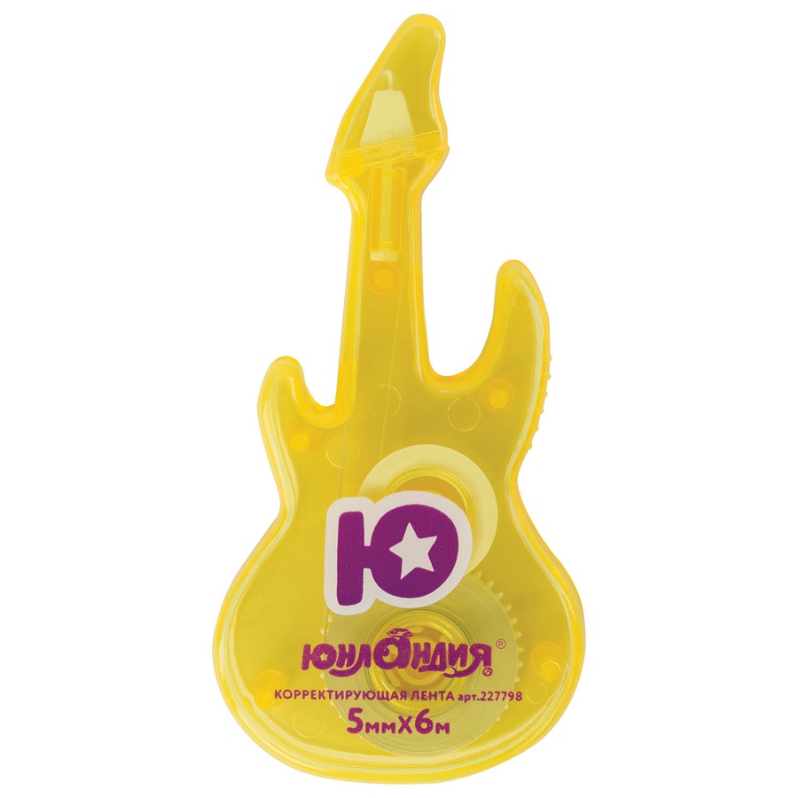 фотография Корректирующая лента юнландия «гитара» 5 мм х 6 м, корпус желтый