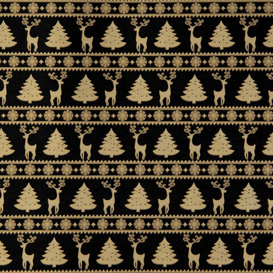 картинка Бумага упаковочная новогодняя "black&gold" 70х100 см, ассорти