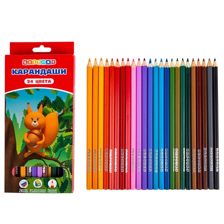 картинка Цветные карандаши цветик, шестигранные, 24 цвета