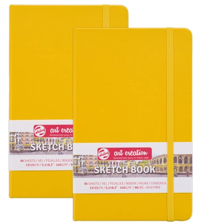 картинка Блокнот для зарисовок art creation 140 г/м2, 13х21 см, 80 листов, твердая обложка желтая