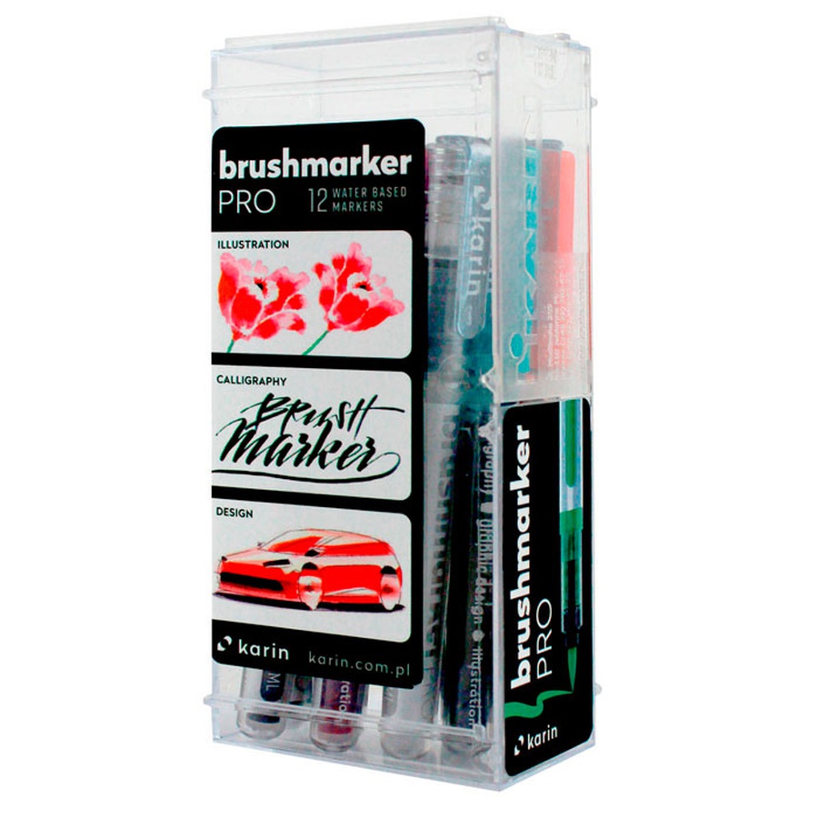 фотография Набор маркеров karin brushmarker pro "базовые цвета" 12 цв.