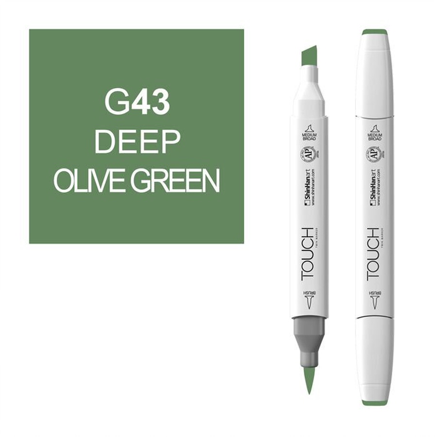 фотография Маркер художественный touch brush shinhanart, 043 глубокий оливковый g43