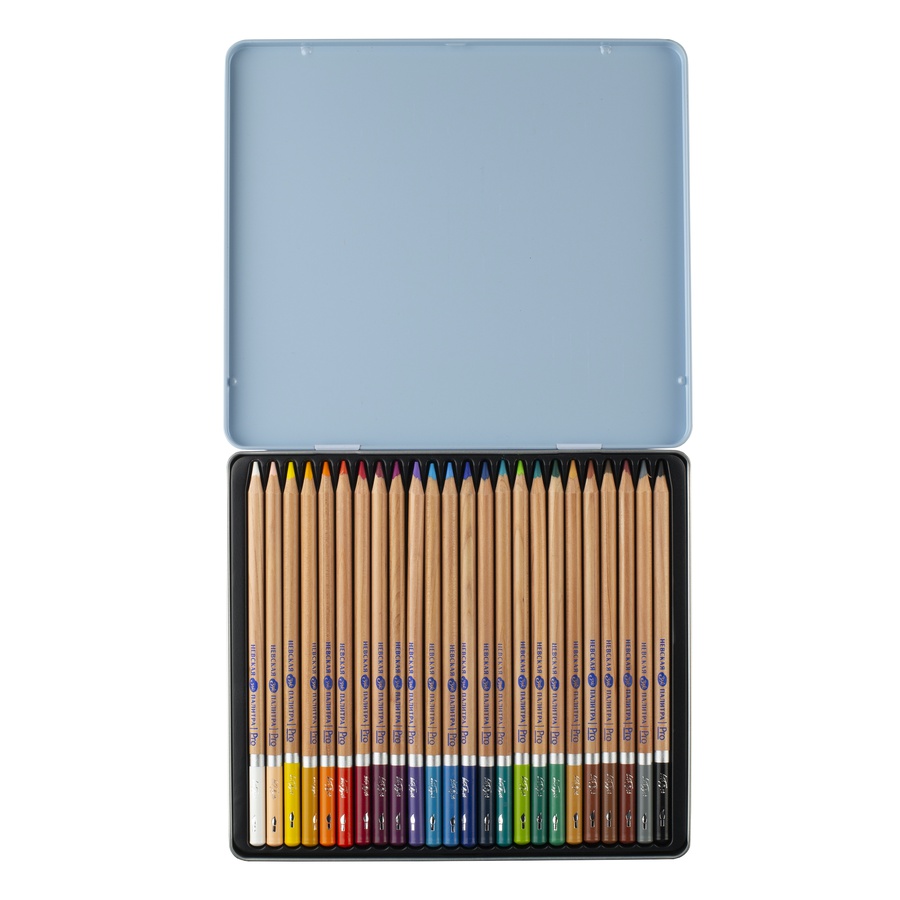 фотография Набор профессиональных акварельных карандашей "белые ночи", 24 цвета, в жестяном пенале