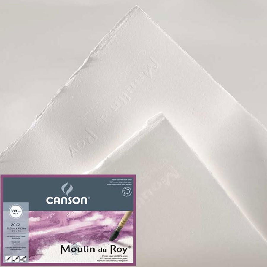 изображение Альбом для акварели canson moulin du roy 300 г/м2, 24х32 см 12 листов сатин, хлопок 100%