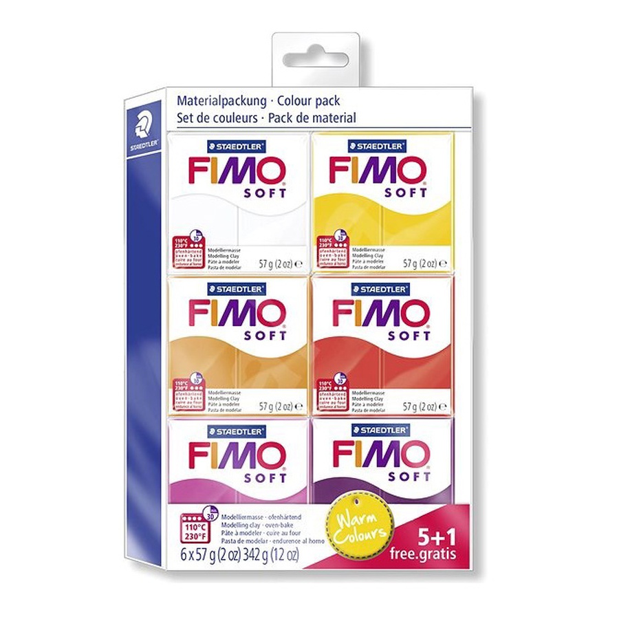 картинка Набор полимерной глины fimo soft тёплые цвета 2018, 6 цветов по 57 г