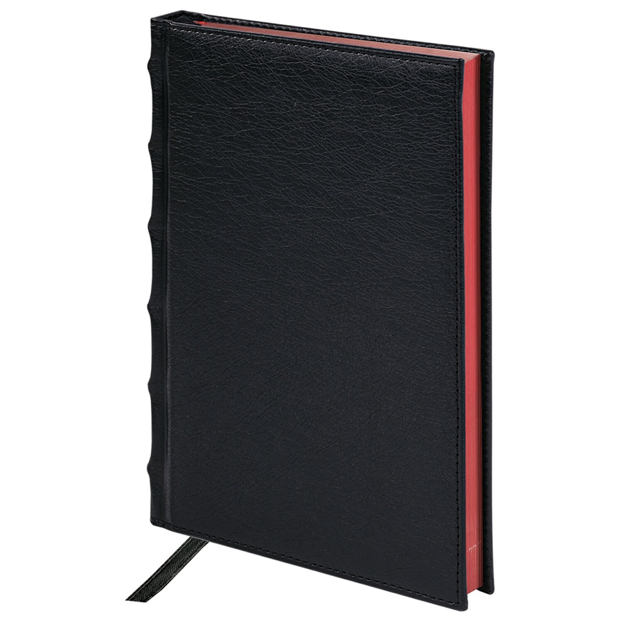 картинка Ежедневник недатированный а5 138×213 мм brauberg flame под кожу, 160 л., черный, красный срез