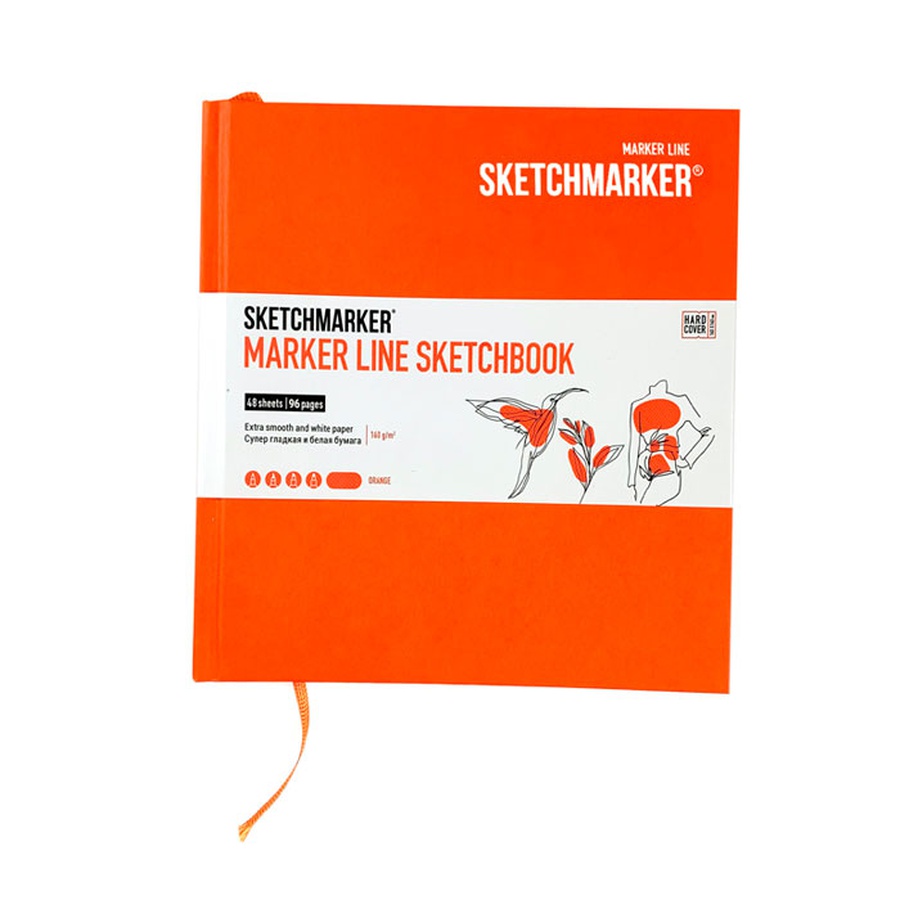 фотография Скетчбук sketchmarker marker line 160г/м2 163х163мм, 48л тв. обложка, цв.оранжевый
