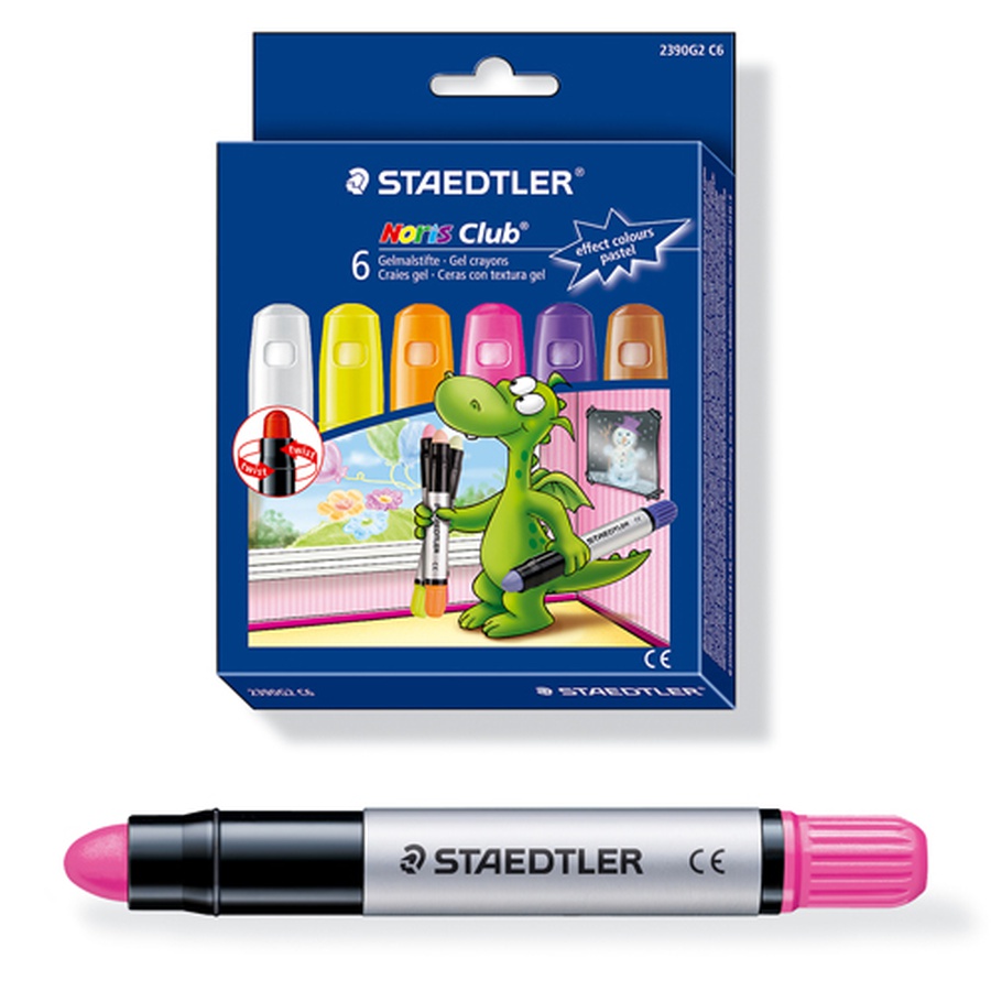 картинка Мелки гелевые staedtler noris club, 6 пастельных цветов, выкручивающиеся, пластиковый корпус