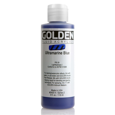 фотография Краска акриловая golden fluid, банка 118 мл, № 2400 ультрамарин синий