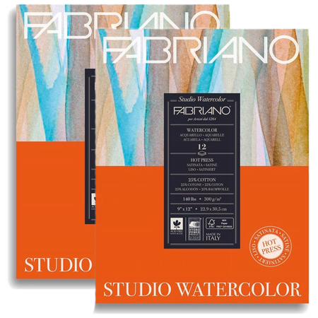 фото Комплект "альбом для акварели fabriano watercolour studio 300г/м.кв 22,9x30,5см сатин 12л склейка по 1 сторо" 2 шт.