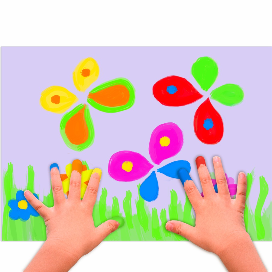 картинка Краски пальчиковые флуоресцентные юнландия «неончики», 6 цветов по 60 мл, в баночках