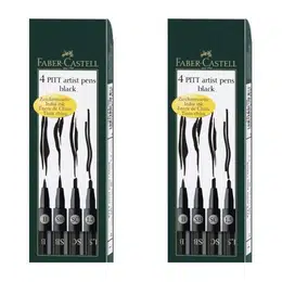 изображение Набор ручек капиллярных faber-castell pitt artist pen чёрные, в футляре, 4 штуки