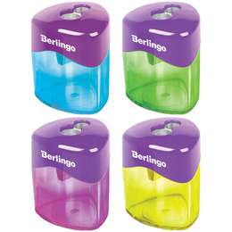 изображение Точилка пластиковая berlingo doublecolor 2 отверстия, контейнер, ассорти