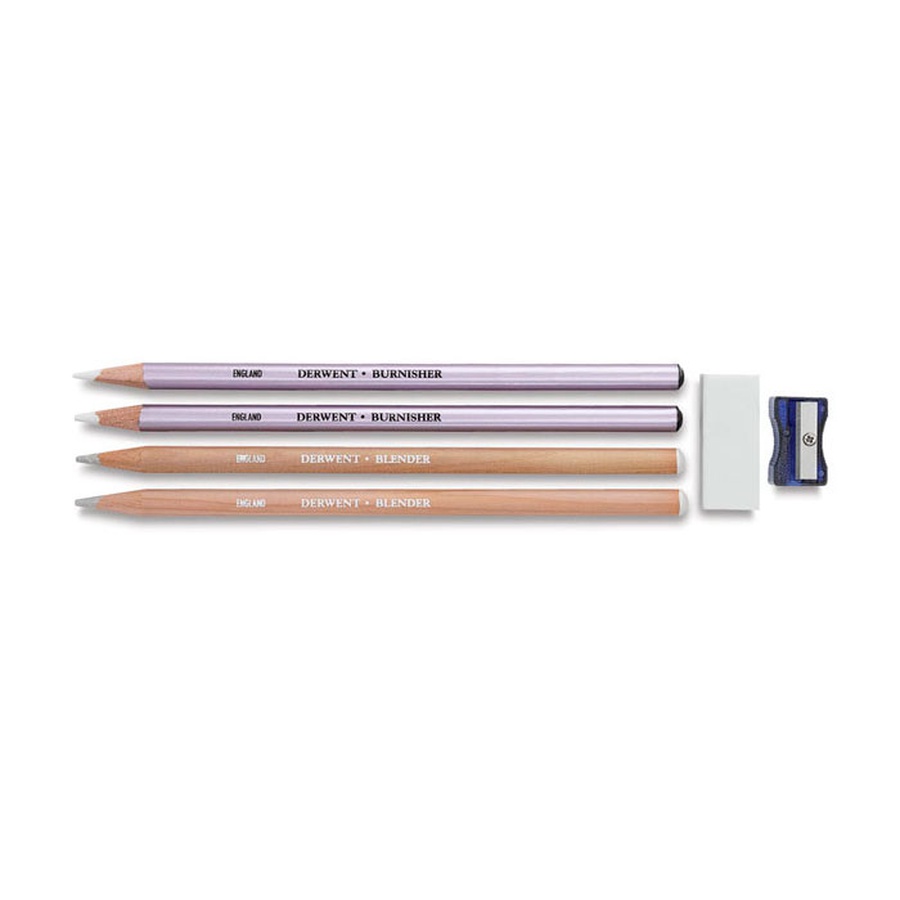 картинка Набор карандашей derwent для смешивания цветов и полировки 4 цвета + аксессуары