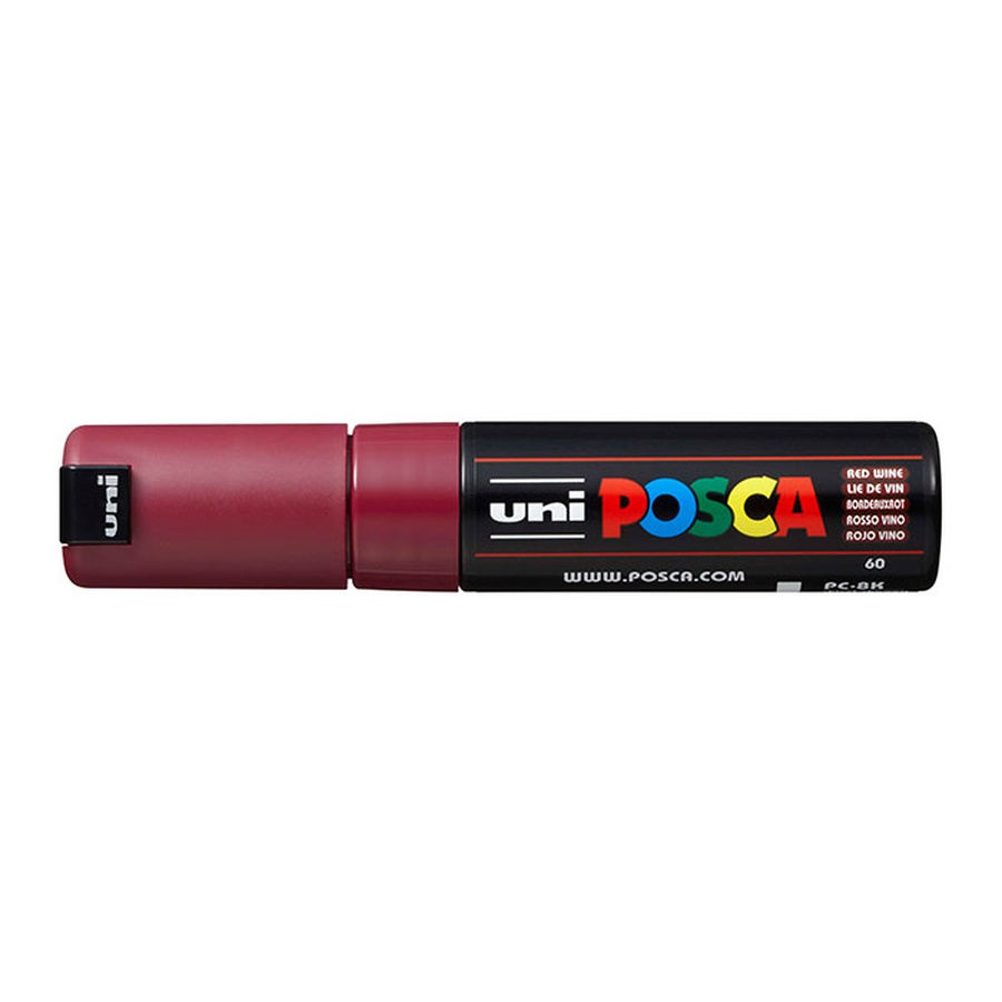 фотография Маркер posca pc-8k, красное вино, до 8.0 мм, скошенный наконечник