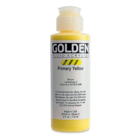 фотография Краска акриловая golden fluid желтый, флакон 118мл