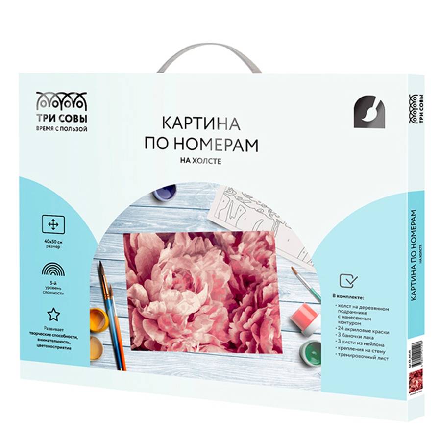 фотография Картина по номерам на холсте "нежные пионы", 40х50 см
