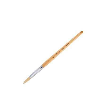 фото Кисть щетина для масла сонет №6, диаметр 8 мм круглая на длинной ручке покрытая лаком