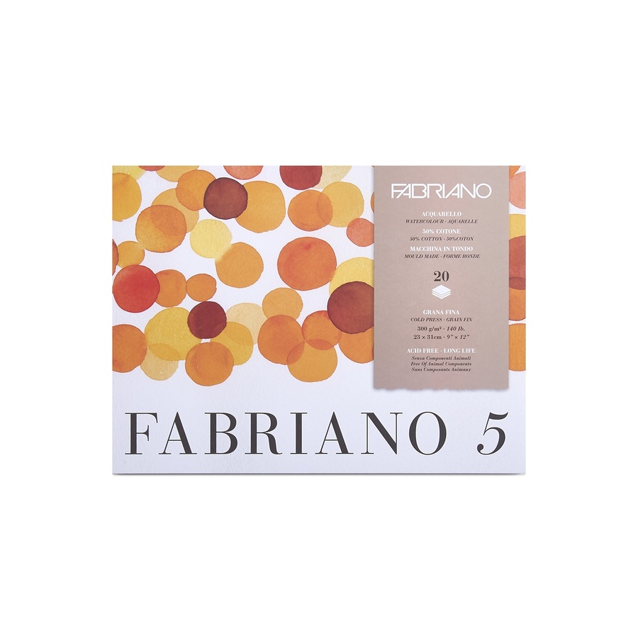 картинка Блок для акварели fabriano 5, фин, 300 г/м2, 23х31 см, 20 листов
