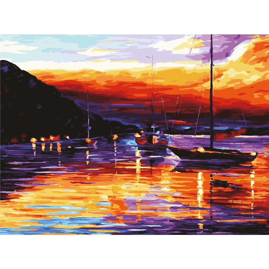 картинка Картина по номерам 40х50 см,"гавань на закате", на подрамнике
