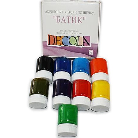 изображение Набор акриловых красок по шелку decola батик, 9 цветов по 50 мл