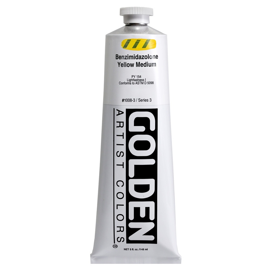 картинка Краска акриловая golden heavy body, туба 148 мл, № 1008 бензимидазол жёлтый средний