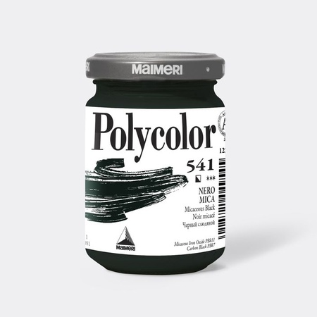 Краска акриловая Maimeri Polycolor, банка 140 мл, Чёрный слюдяной