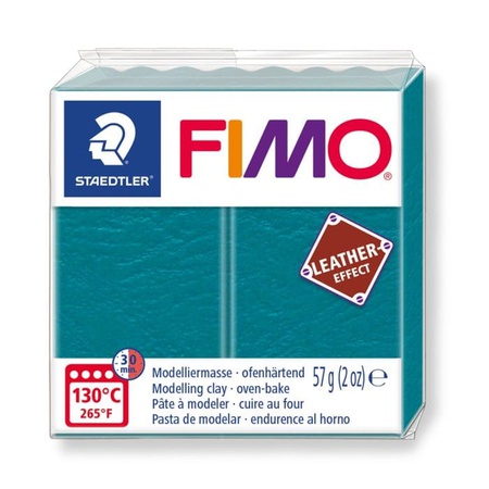 фотография Глина полимерная fimo leather-effect 57 г, голубая лагуна 369