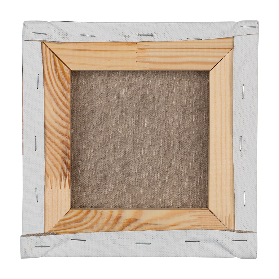 картинка Холст грунтованный  на подрамнике мастер-класс 100% лён, мелкое зерно, масляный грунт, 20х20 см, 305 г/м2