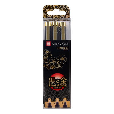изображение Набор капиллярных ручек pigma micron gold limited edition 3шт (01-03-05) черный