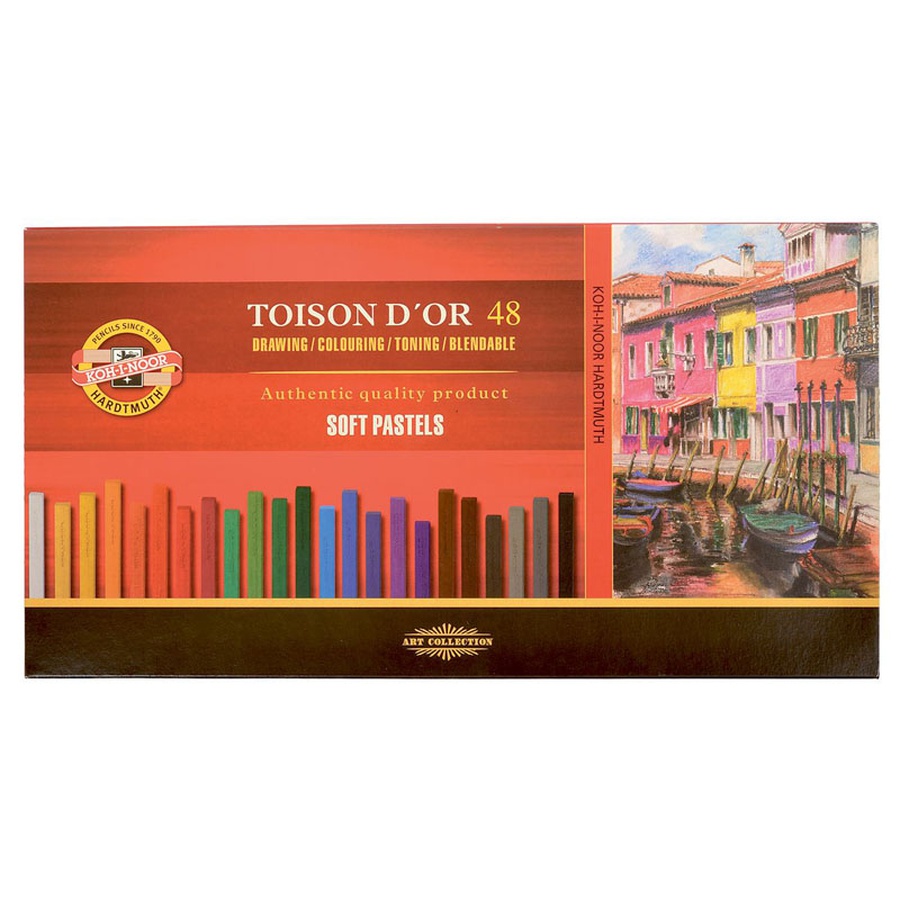 картинка Набор пастели мягкой, художественной, 48 цветов в наборе, серия toison d'or, прямоугольная в картонной коробке, koh-i-noor