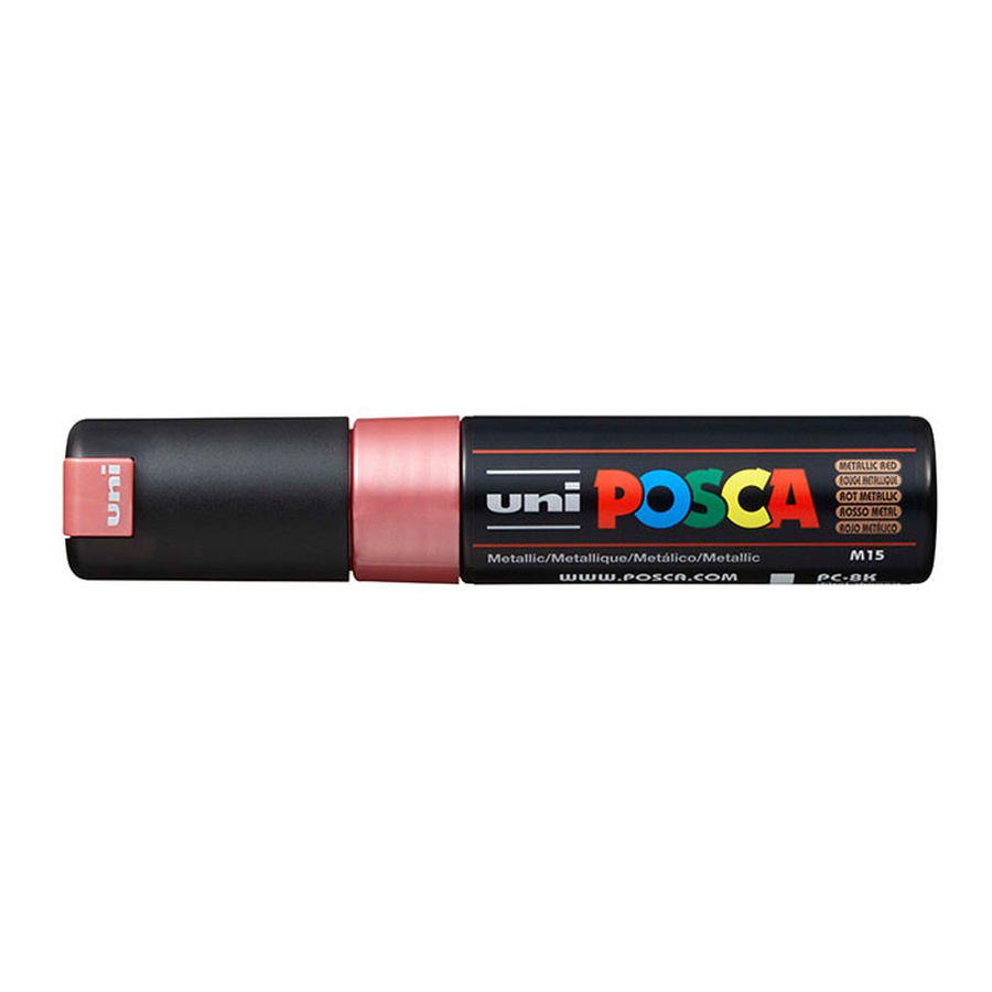 фото Маркер posca pc-8k, красный металлик, до 8.0 мм, скошенный наконечник
