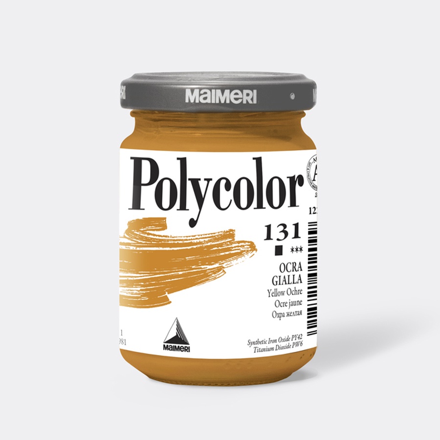 фото Краска акриловая maimeri polycolor, банка 140 мл, охра жёлтая